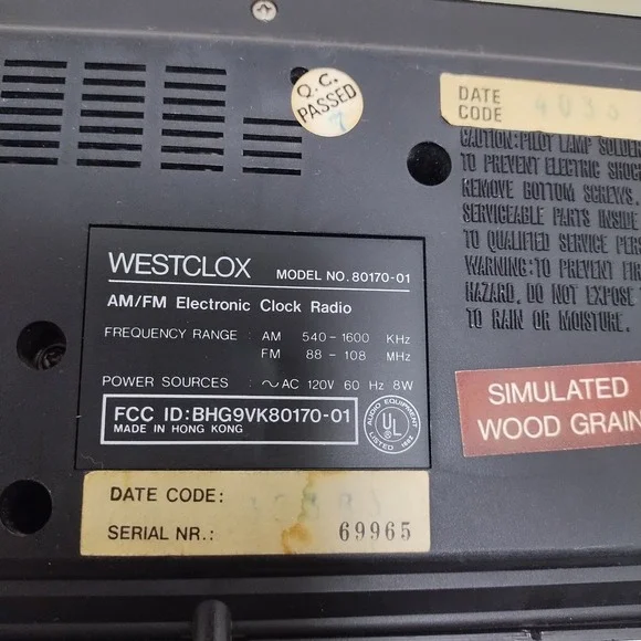 Vintage Westclox Digital Am FM Radio Alarm Clock Wood Grain 80170-01 Tested Work - Picture 14 of 16